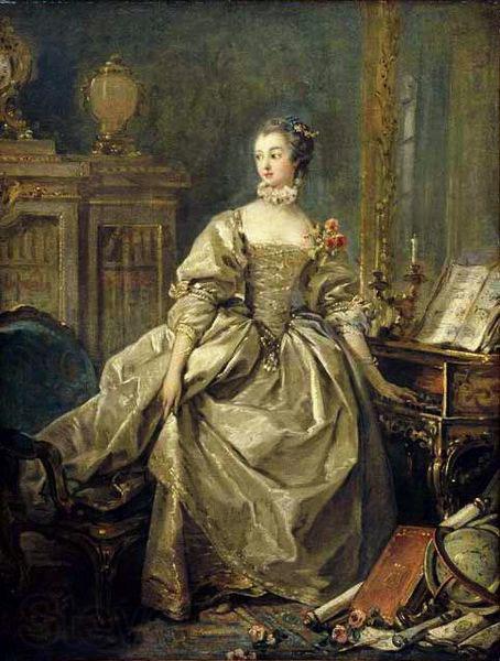 Francois Boucher Madame de Pompadour, la main sur le clavier du clavecin Germany oil painting art